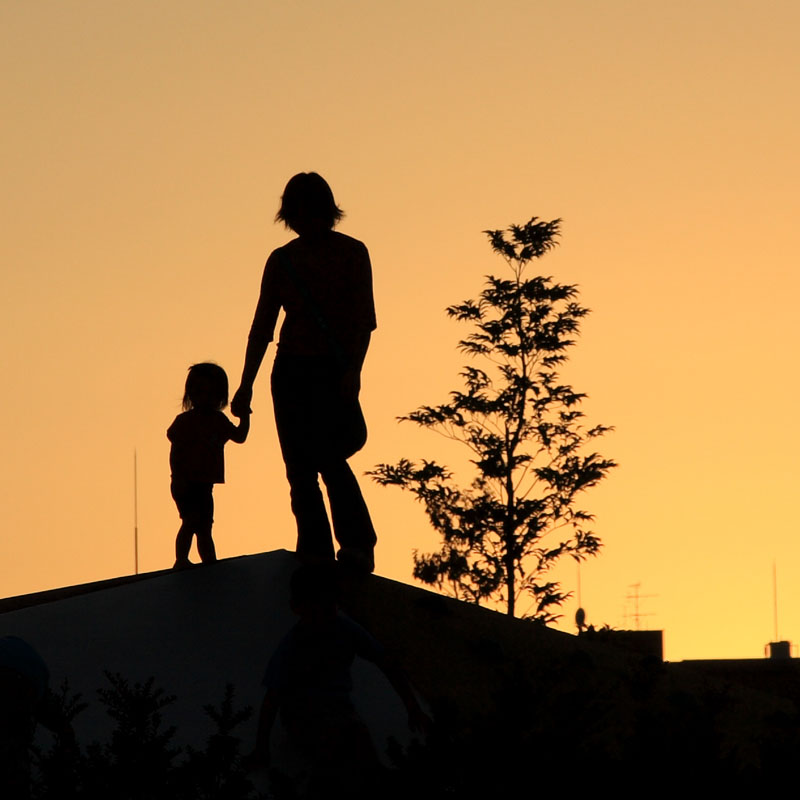 Parent and Child at Sunset by Kazuhiko Teramoto